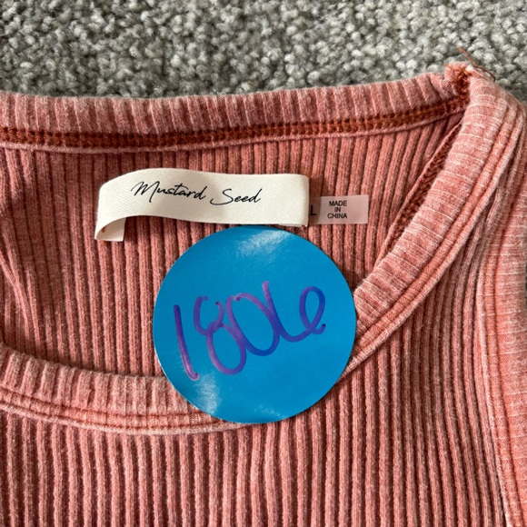 Mustard seed top womens large pink ribbed crop tank top casual‎ summer vacation - Picture 6 of 10